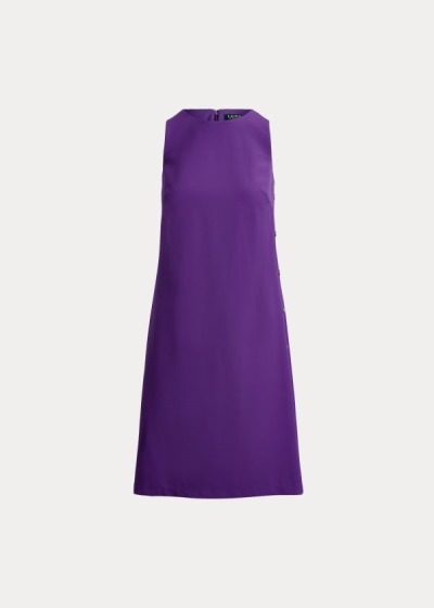 Women's Ralph Lauren Snap-Trim Crepe Shift Dresses | 576230KMR